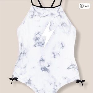 Limeapple White and Gray Kids Swim One Piece